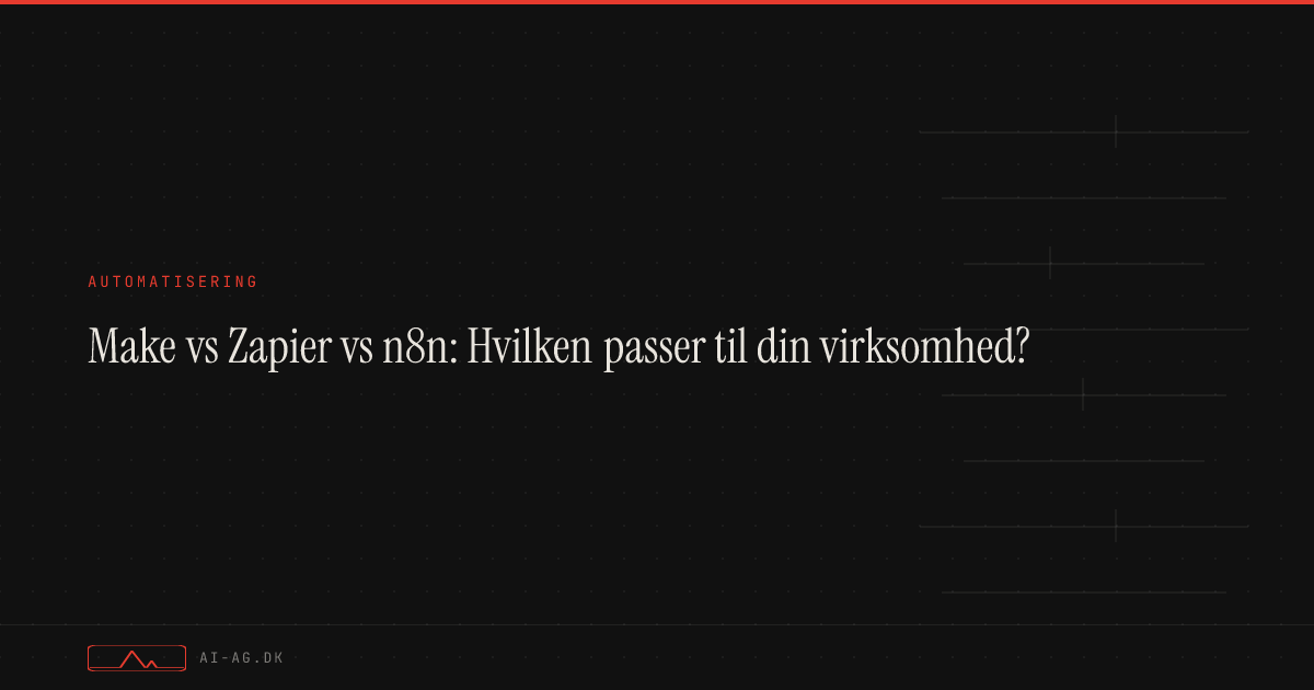 Make vs Zapier vs n8n: Hvilken passer til din virksomhed?