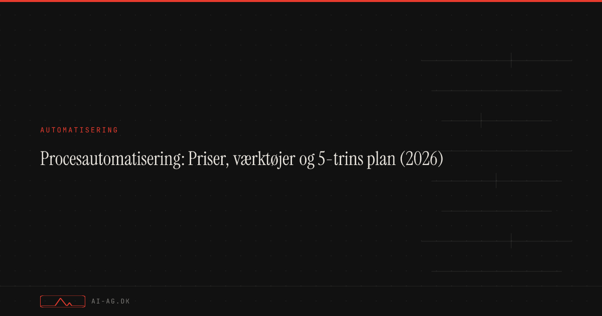Procesautomatisering: Priser, værktøjer og 5-trins plan (2026)
